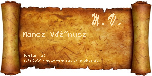 Mancz Vénusz névjegykártya